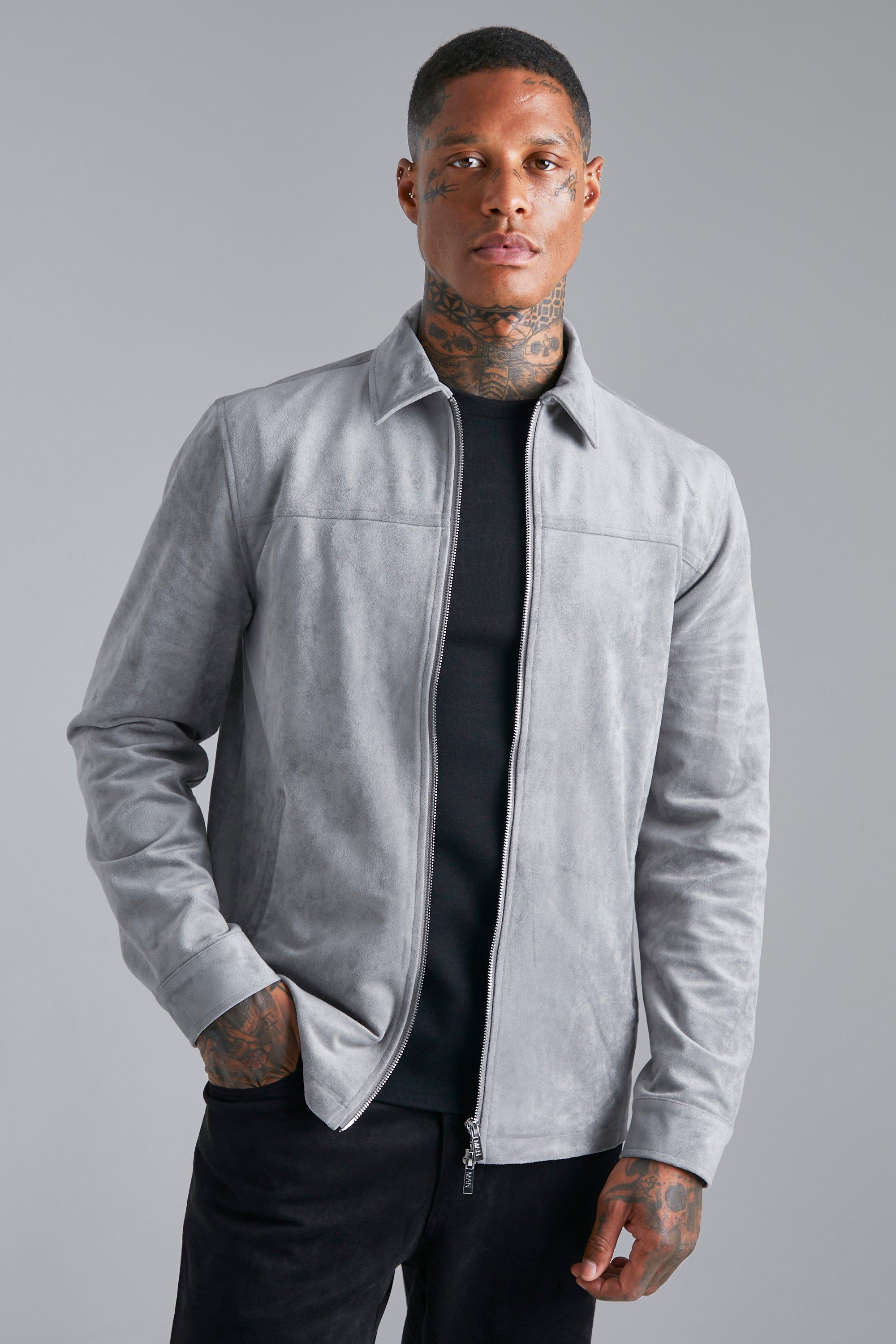 Faux Suede Harrington Jacket boohooMAN USA